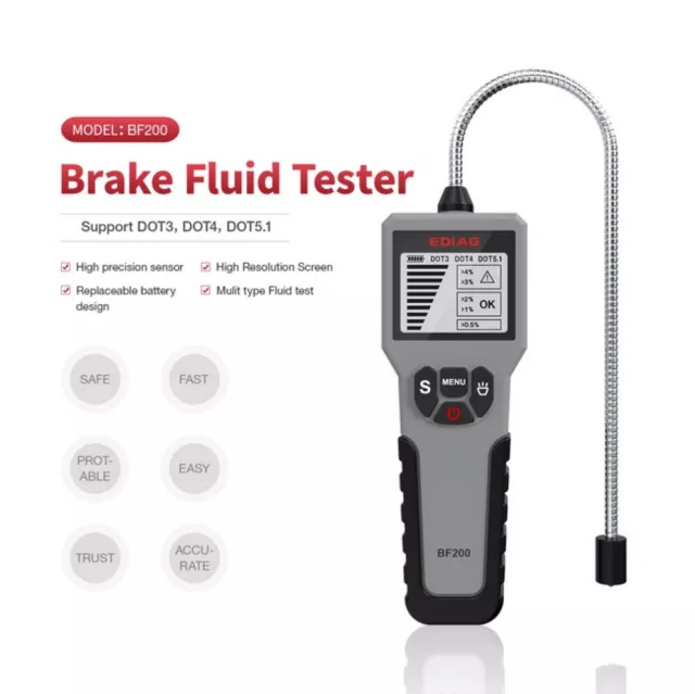 Bremsflüssigkeitstester Auto Bremsflüssigkeitsprüfer Tester LCD Display DOT 3-5