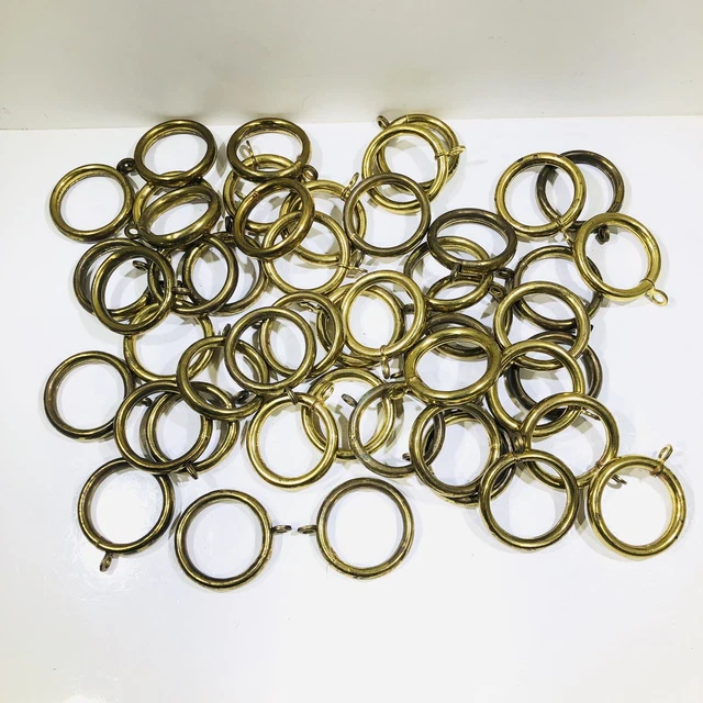 Lot of 48 Vintage All Brass Curtain Rings 1-1/4" I.D. by 1-5/8" O.D.