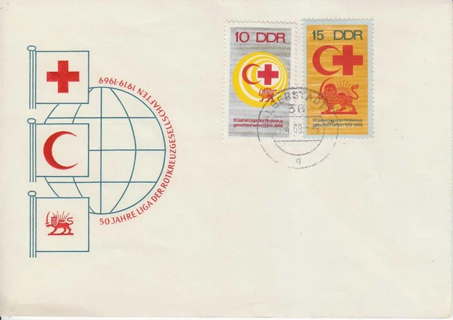 DDR MiNr.: 1466 / 1467  FDC 50 Jahre Liga der Rotkreuzgesellschaften