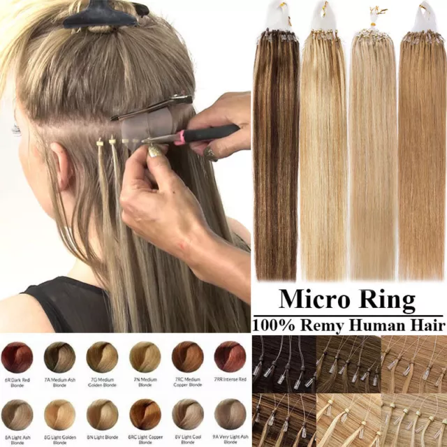 Micro Beads Ring Loop Hair Extentions Micro Link Tip Russian Remy Human Hair AU