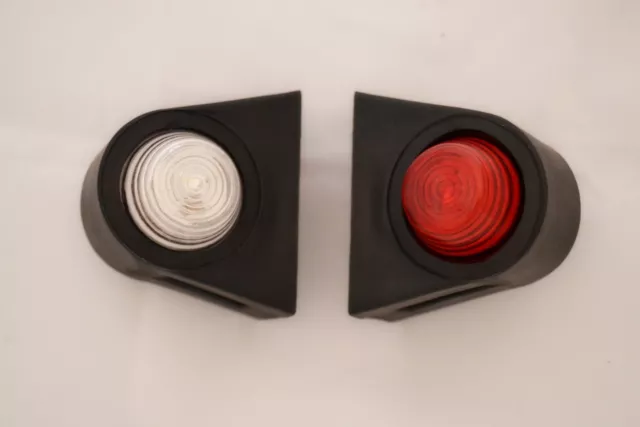 #2x LED Lateral Marcador Rojo/Blanco Liquidación Luces 24V Tráiler Camión Combi