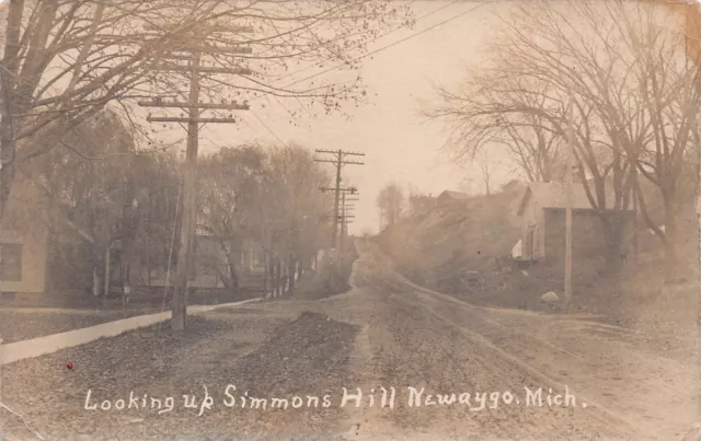 RPPC Newaygo MI Michigan Simmons Hill Early 1900s Photo Vtg Postcard B52