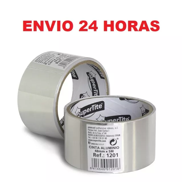 2 CINTA PAPEL ALUMINIO ADHESIVO SELLADO METAL TERMICO CONDUCTOR 48 mmX10 m 24 H