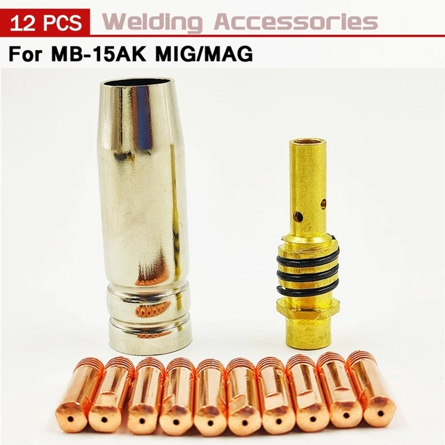 Weld Conductive Nozzles Welding 12Pcs Holder MB-15AK MIG/MAG Tips Torch