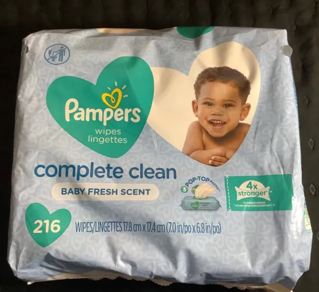 Pampers Baby Wipes Complete Clean Baby Fresh Scent 3X 216 Count (Pack of 1)
