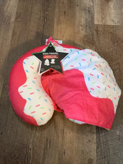 DONUT, Kids travel Pink memory foam hooded neck pillow