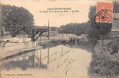 Cpa 51 Chalons Sur Marne Le Canal De La Marne Au Rhin Le Port