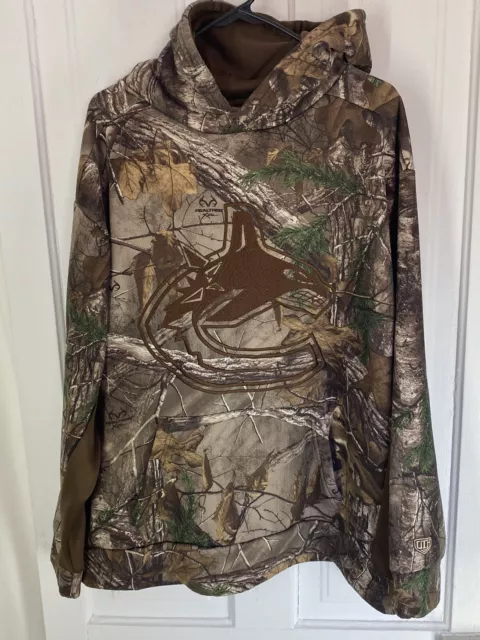 NHL Vancouver Canucks Realtree Camo Hoodie Mens Sz XL Old Time Hockey Sweatshirt