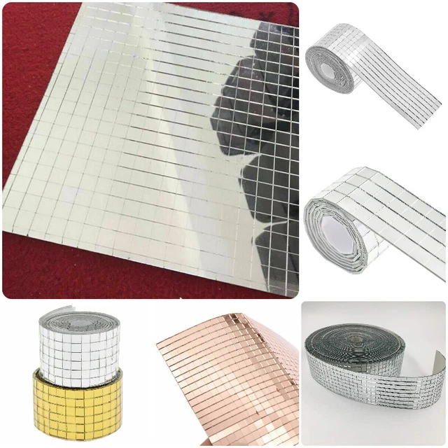 GLASS MIRROR MOSAIC Tiles Adhesive Sticker Mini Square Wall Decal Home