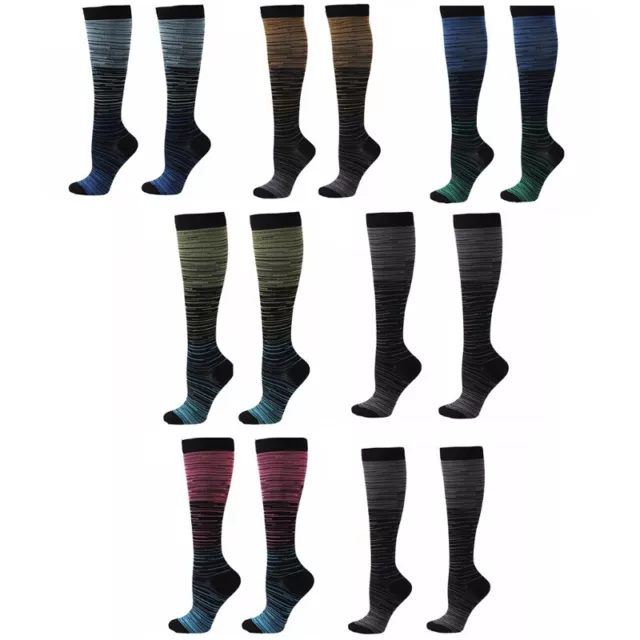 Gradient Colored Elastic Compression Stockings Cycling Running Knee High  Socks