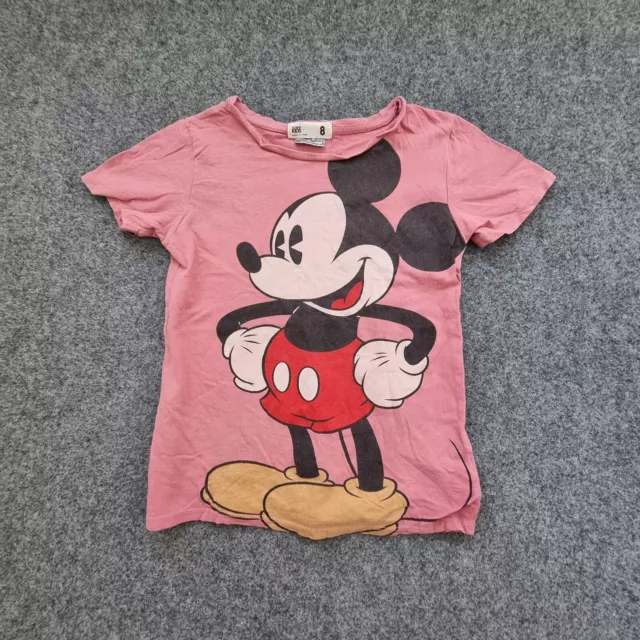 Disney shirt kids 8 pink causal mickey mouse casual girls cotton cartoon Size 8