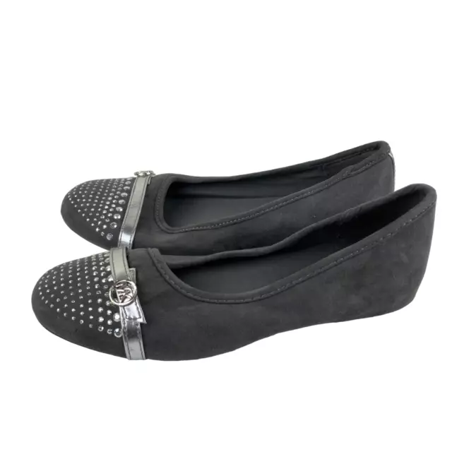 Michael Kors Womens Sz 5 Gray Suede Silver Embellished Ballet Flats 2