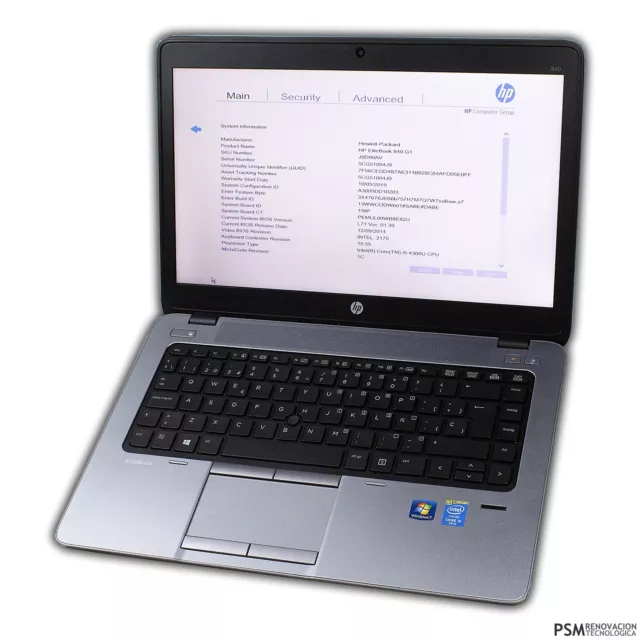 Portátil Hp ELITEBOOK 840 G1 CORE I5 1.9GHZ 4GB DDR3L 128GB SSD NO CARGADOR B288