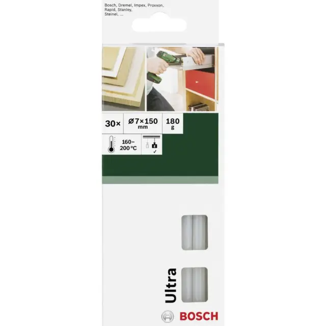 Bosch Accessories Bâtons de colle 7 mm 150 mm transparent (laiteux) 180 g 30