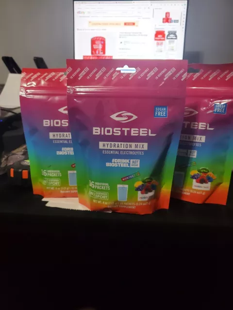 3 Biosteel RAINBOW TWIST Hidratación Mezcla Sin Azúcar Paquete de 16 4 oz Bolsa 07/31/2024