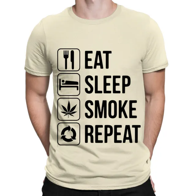 T-shirt da uomo Smoke Eat Sleep Repeat | serigrafia divertente fumatore erba alta