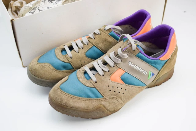 Vintage Shimano Spd Dreifarbige Fahrradschuhe, Grösse Uk - 7/Eu - 41/Us - 8,5