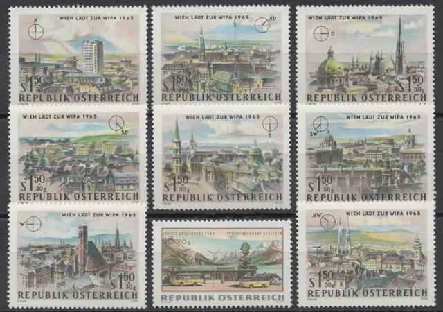 Austria 1964 Sc# B306-B313 Mint MNH Vienna views compass west east north stamps