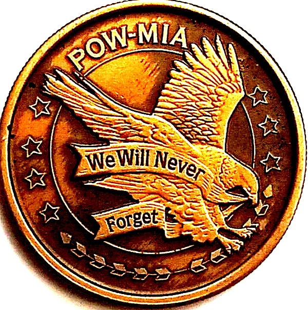 POW-MIA American Legion Token We Will Never Forget Bronze 1.5625"