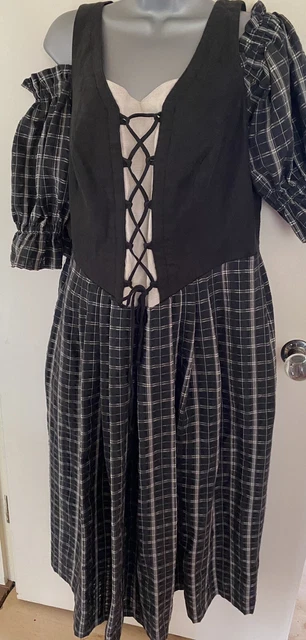 Alphorn Trachtenmode Dirndl Trachten Black & Ivory Dress Size 44 Oktoberfest