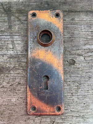 Vintage Single Copper Flash Door Knob Skeleton Key Back Plate Restore