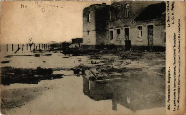 CPA Militaire, Ramscapelle - La Gare apres le bombardement (278265)