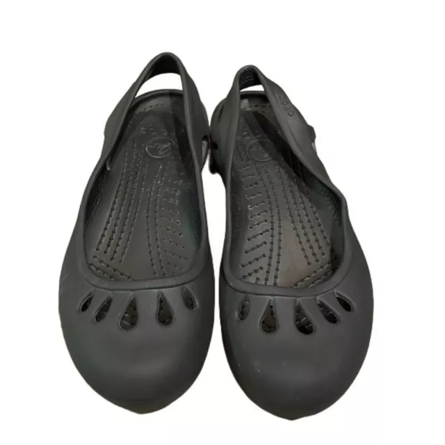 CROCS Black Taylor Slingback Flat Shoes Womens Size 11 Casual