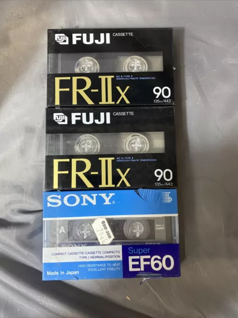 2 FUJI FR-IIX Sealed 90 Blank Type II Audio Cassette Tape  + SONY EF60 Type 1