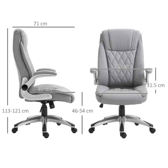 Vinsetto High Back Executive Office Chair Home Swivel PU Leather Chair, Grey 3