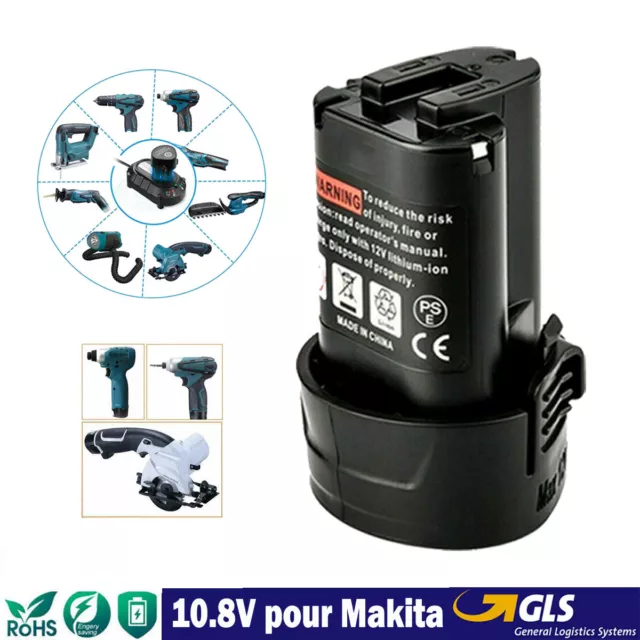 Batterie pour Makita BL1013 BL1014 BL1015 LCT203W FD01ZW 195332-9 Lithium 10.8V