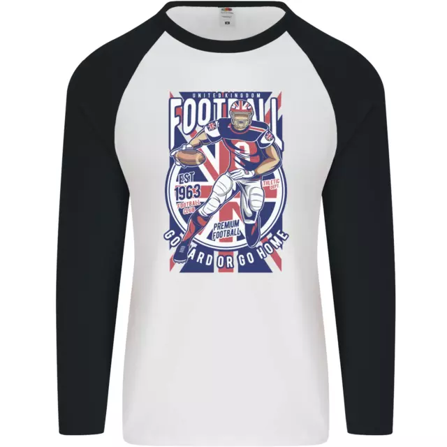 UK Football Américain Lecteur Mens L/S Baseball T-Shirt