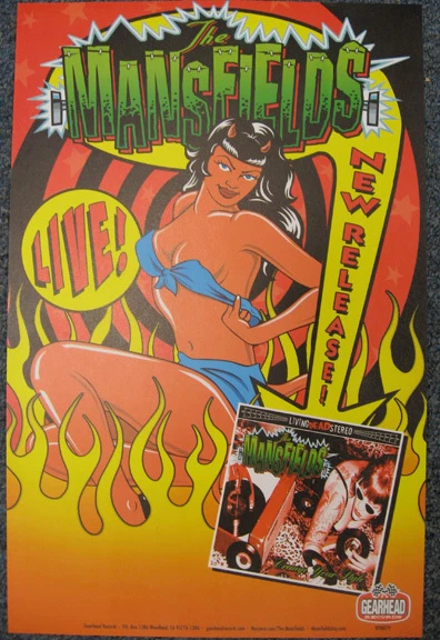 Mansfields Promo Poster Psychobilly Garage Punk Cramps Gearhead Records Ramones Mansfields Promo Poster Psychobilly Garage Punk Cramps Gearhead Records Ramones