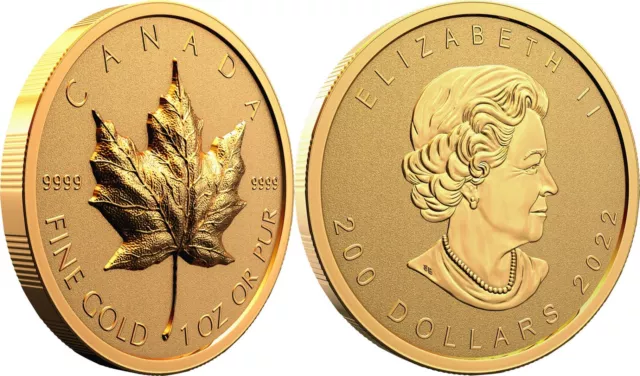 2022 Canada 1 oz. Pure Gold Coin – Ultra-High Relief Gold Maple Leaf