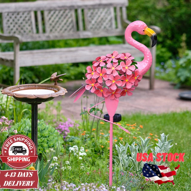 Outdoor Pink Flamingo Garden Solar Lights Pathway Yard Stake Lights Waterproof