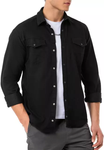 Redbridge Hombre Camisa Vaquera Ocio Camisa Premium Denim Bolsillo Interior