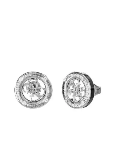 Boucles D'Oreilles GUESS avec Logo Rhodium/Noir ND à Choisir = P Jube