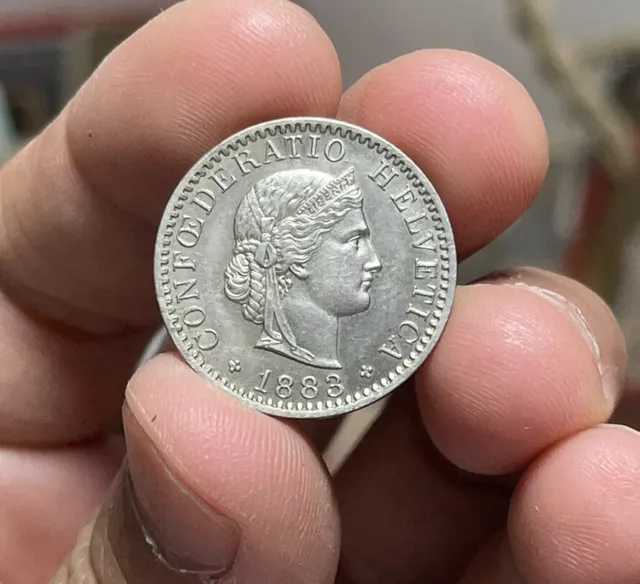 1883 Switzerland 20 Rappen Coin Rare Coin Excellent Condition