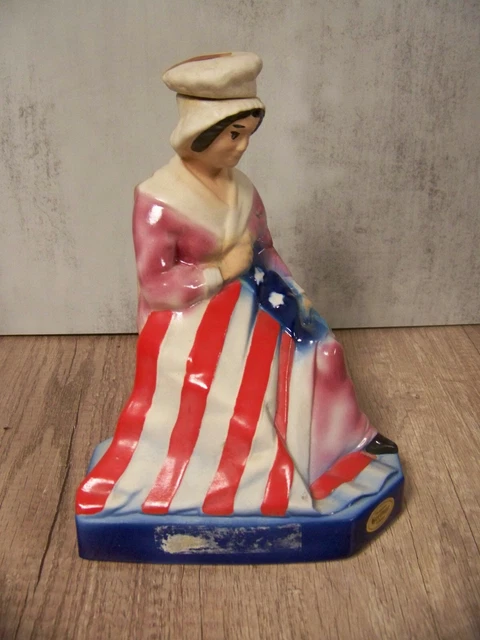 Vintage Heritage Porcelain Betsy Ross Figural EMPTY Liquor Bottle AS IS