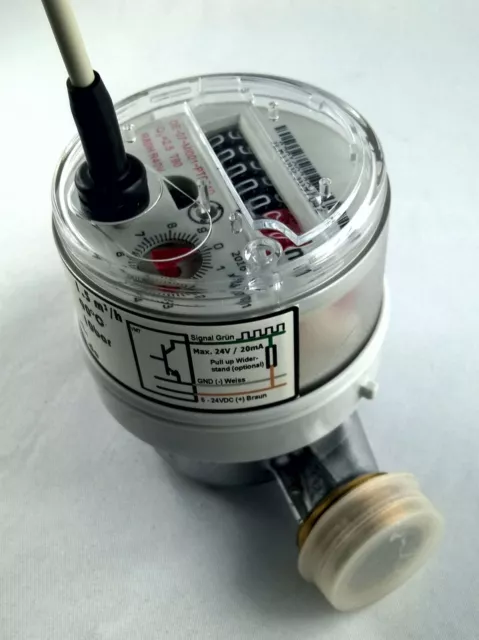 Volumenmessteil Flowmeter Open Collector  Qn 1,5m³/h 87 Imp./L  3/4"AG 110mm