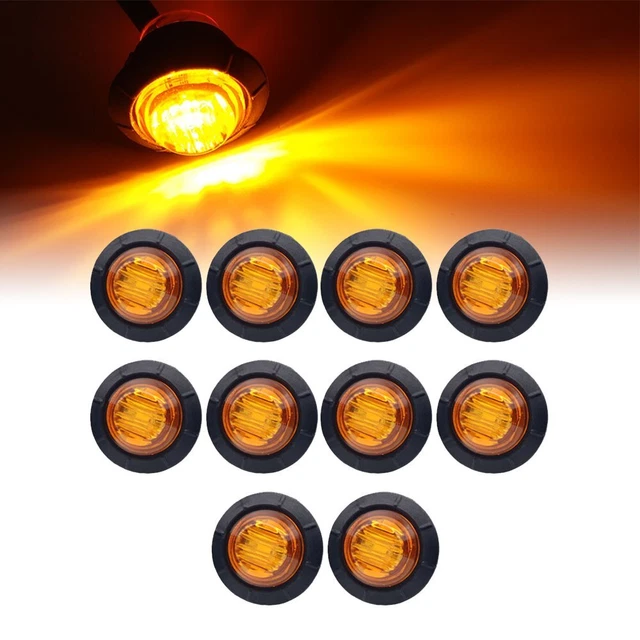 10PCS Amber 3/4" Mini Round LED Side Marker Lights For Truck Ford Adornment CUS
