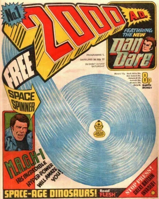 2000AD Prog 1 1st 2000 AD Dan Dare Issue + Comic Book Bag and Board 26 2 77 1977