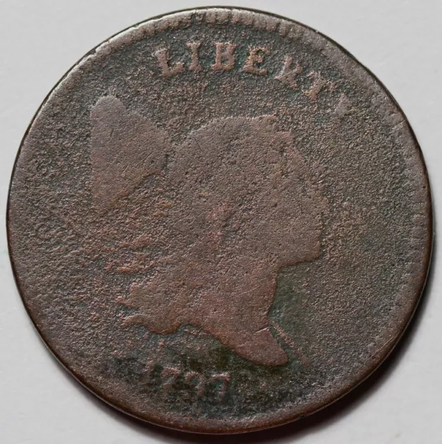 1797 Liberty Cap Half Cent - 1 Over 1 - Plain Edge - US 1/2c Copper Penny - L42 3