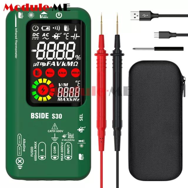 BSIDE S30 Digital Multimeter DC AC Voltage Current Ohm Resistance Tester 9999