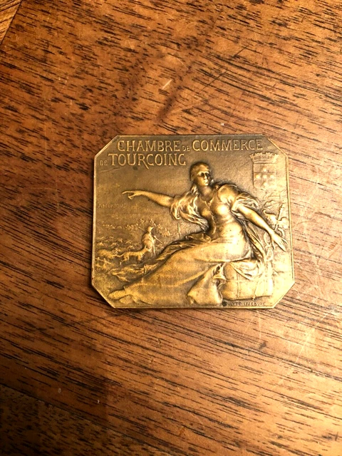 MÉDAILLE EN BRONZE " CHAMBRE DE COMMERCE DE TOURCOING " signé LEFEBVRE