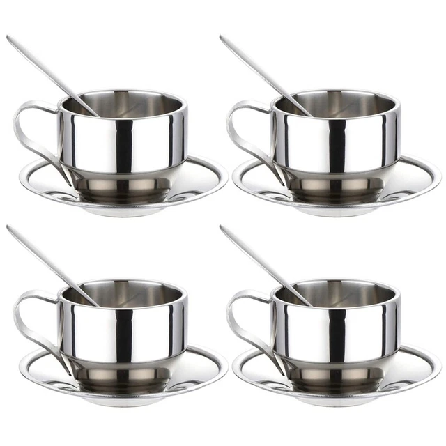 Set Tazze Caffè Isolate - Tazze Espresso Doppia Parete In Acciaio Inox, H6C4