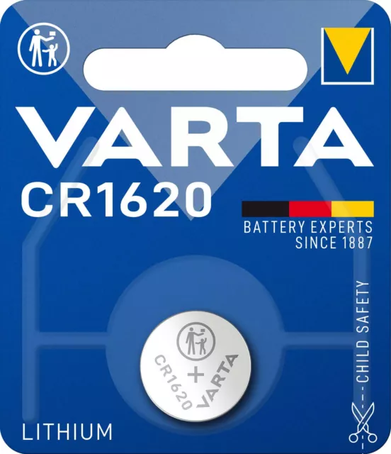 1 Stück VARTA CR1620 CR 1620  Lithium Knopfzelle 3 Volt  Batterie im Blister