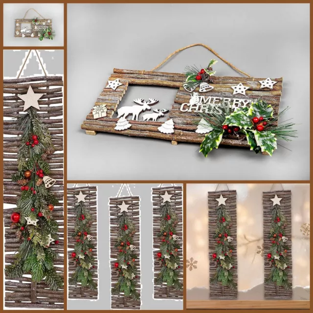 Christmas Hanging Decoration Twig Wooden Frame Door Wall Home Xmas Gift Ornament