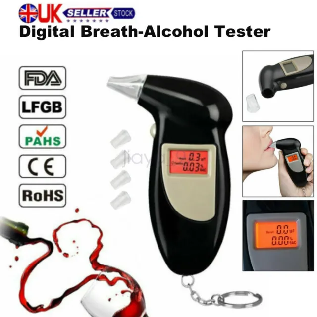 LCD Breathalyzer Test Detector Police Digital Breath Alcohol Analyzer Tester UK