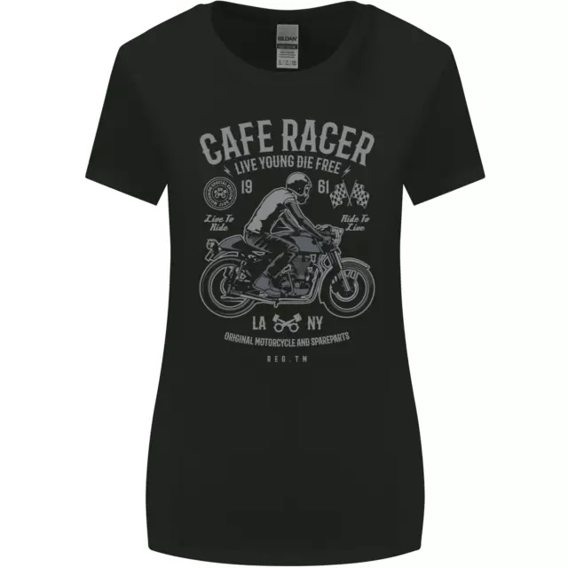 Maglietta da donna Cafe Racer Live Young Biker taglio più largo