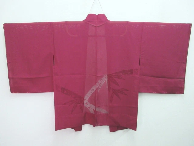 8235B4 Silk Vintage Japanese Kimono Haori Jacket See-Through for Summer Bamboo